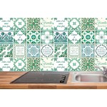 Csempe matrica - Green Vintage Mosaic Tiles – French - 24 drb - 15x15 cm